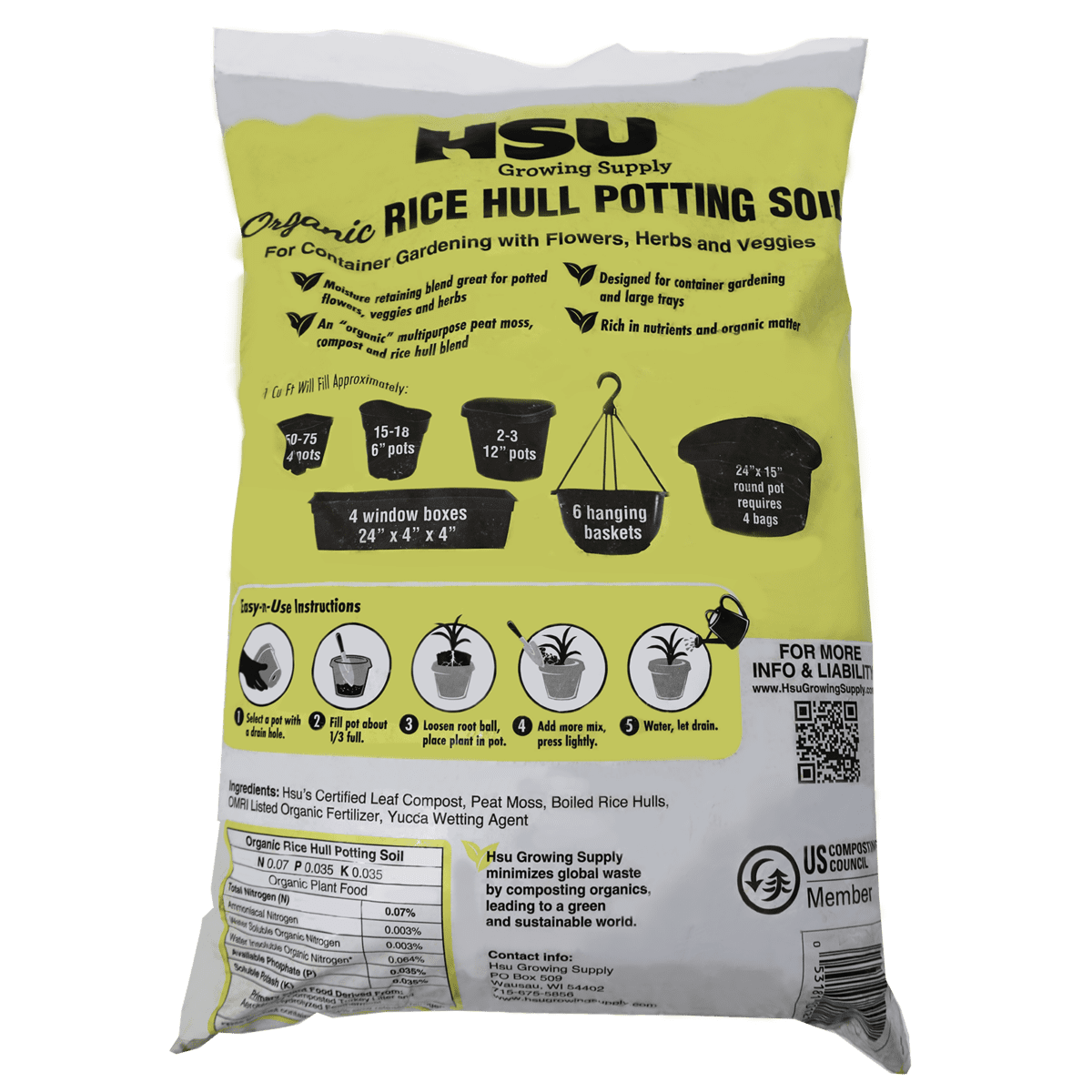 Compose Rice Hull Hsu Organic Rice Hull Potting Soil | Hsu Growing Supply | Compost ...