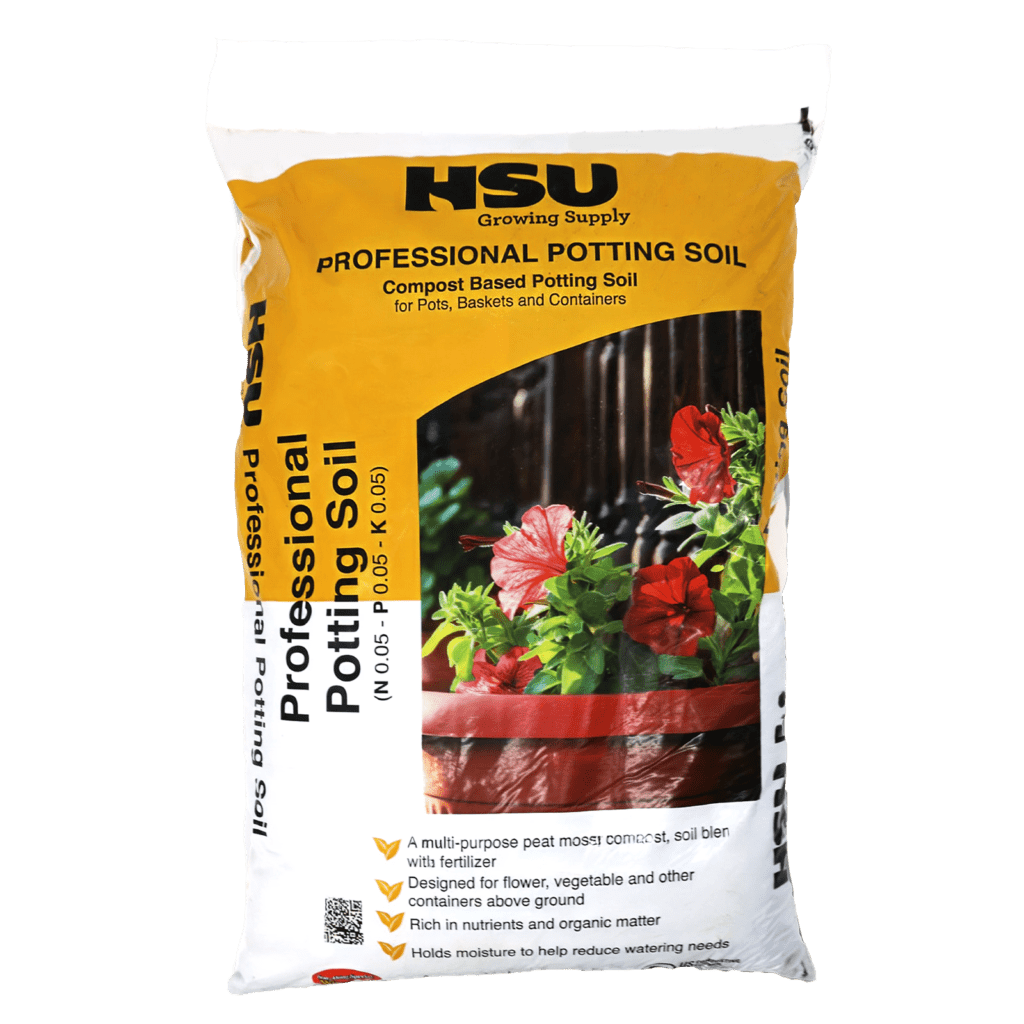Professional Potting Soil front and back label featuring Hsu Leaf Compost