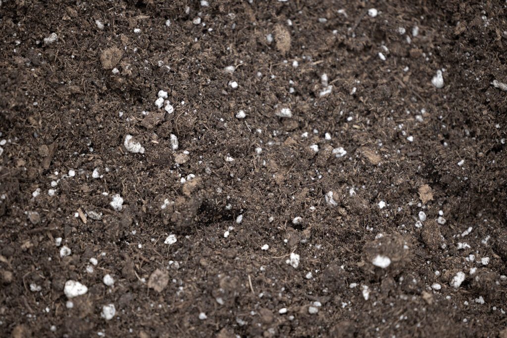 Professional Potting Soil in use for container gardening, showing healthy potted plants and rich, aerated soil mix.