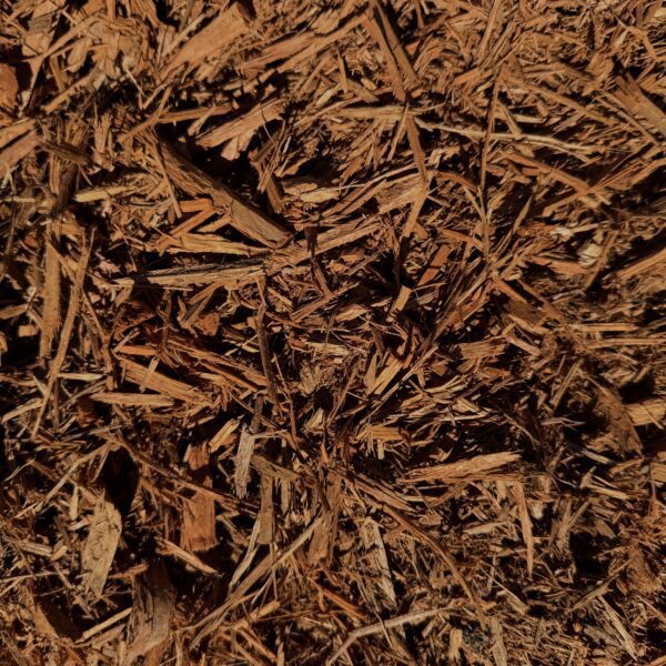 Close-up of HSU Growing Supply Amber colored mulch.” Title: “HSU Amber Mulch