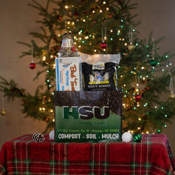 Bird Lovers Bundle with suet cakes, seed bell, and Bugs N’ Berries mix.